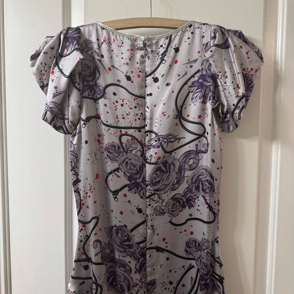 Alexander McQueen Women’s Avante Garde Bubble Hem Silver Floral Silk Dress - Picture 6 of 14